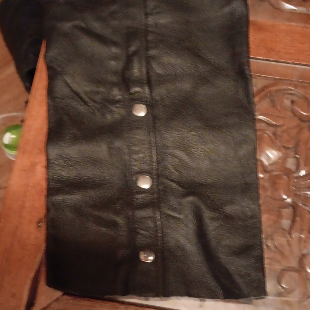 NWT HIGHWAY HAWKS CHAPS BLACK LEATHER - Picture 4 of 6